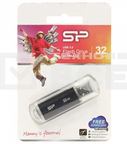 Флеш диск 32Gb Silicon Power Ultima U02 (SP032GBUF2U02V1K), USB2.0, Black