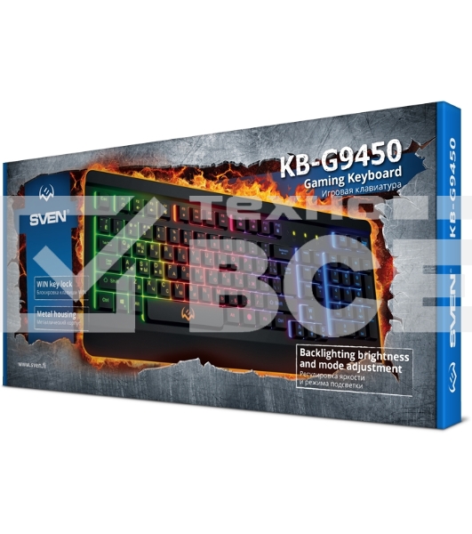 Клавиатура проводная игровая SVEN KB-G9450 (104кл., мет. корпус, 12 Fn функций, подсветка)