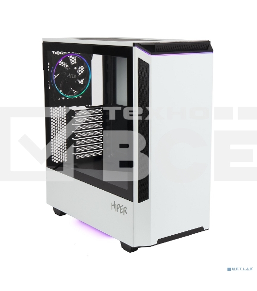 Компьютерный корпус Hiper PW81 белый без БП ATX 3x120мм 2xUSB2.0 2xUSB3.0 audio bott PSU