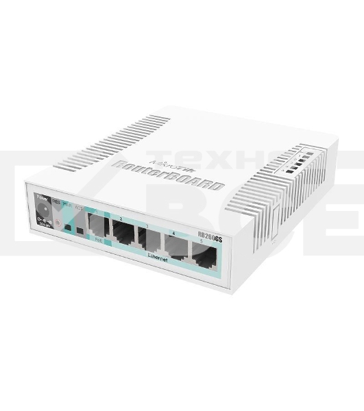 Сетевой коммутатор MikroTik RB260GS RouterBOARD 260GS 5-port Gigabit smart switch with SFP cage, SwOS, plastic case, PSU