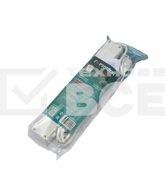 Сетевой фильтр Гарнизон ECL-6-W-3, 6р, 10А, 3м, ур.защиты 4, белый, пакет