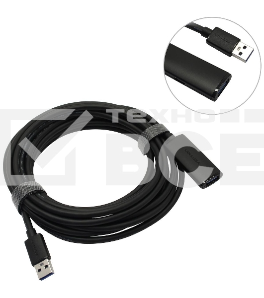 Активный кабель-удлинитель Vention USB 3.0 AM/AF с усилителем - 5м Черный