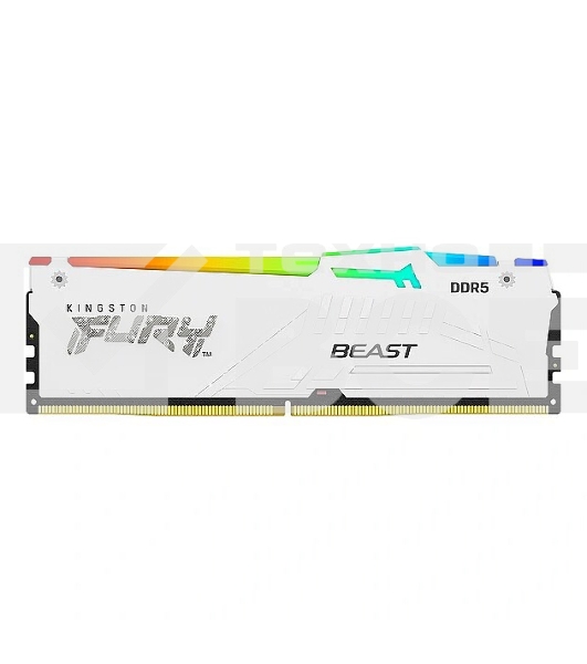 Оперативная память Kingston Fury Beast, DDR5, 16GB (1x16GB), 5200MHz, CL40, с радиатором, RGB, белый