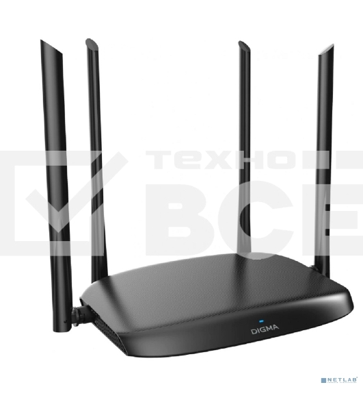 Роутер беспроводной Digma DWR-AC1202 AC1200 10/100/1000BASE-TX черный