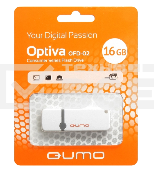 Флэш Диск USB 2.0 QUMO 16GB Optiva 02 White QM16GUD-OP2-white
