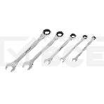 Набор ключей комбинированных трещоточных Rexant (8, 10, 13, 17, 19 мм), 5 шт., CrV, зеркальное хромирование, фото 1