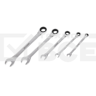 Набор ключей комбинированных трещоточных Rexant (8, 10, 13, 17, 19 мм), 5 шт., CrV, зеркальное хромирование