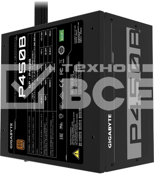 Блок питания Gigabyte GP-P450B, 450Вт, 80 PLUS Bronze, APFC 120мм, черный