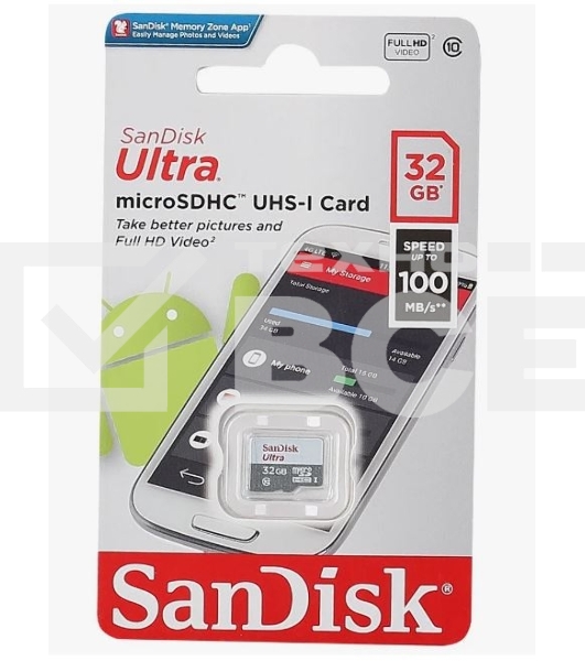 Флеш карта microSD 32GB SanDisk microSDHC Class 10 Ultra UHS-I 100MB/s