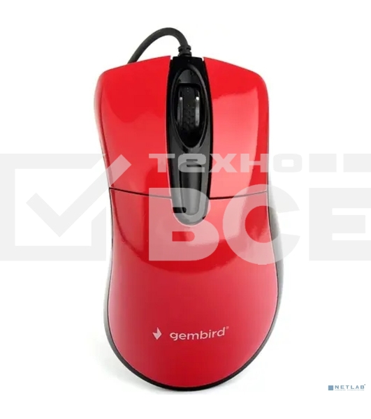 Мышь проводная Gembird MOP-415-R красный, 2400 dpi, USB, кнопки - 4