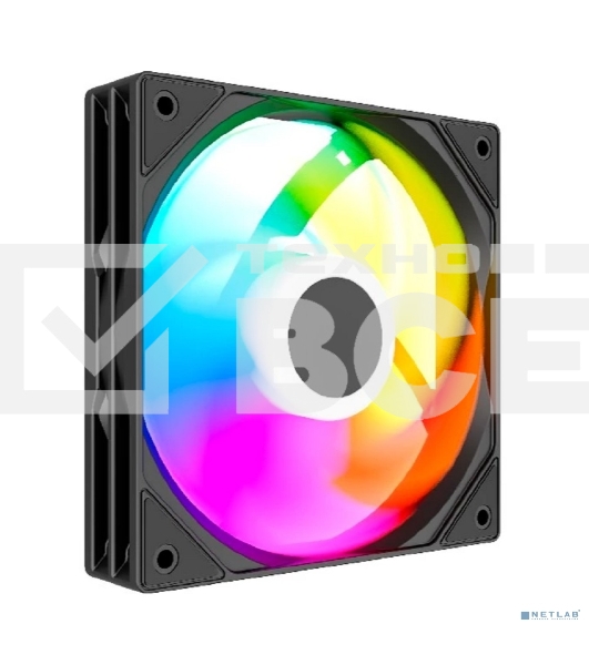 Вентилятор Powercase M53-14 ARGB черный 140x140x25mm (PWM, 80шт./кор, 4pin PWM (M+F)+ 3pin ARGB (M+F), 600-1800±10% об/мин)