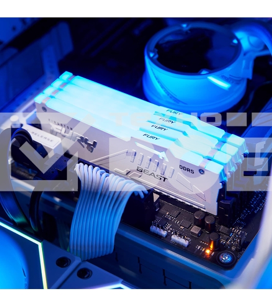 Оперативная память Kingston Fury Beast, DDR5, 16GB (1x16GB), 6000MHz, CL30, с радиатором, RGB, белый