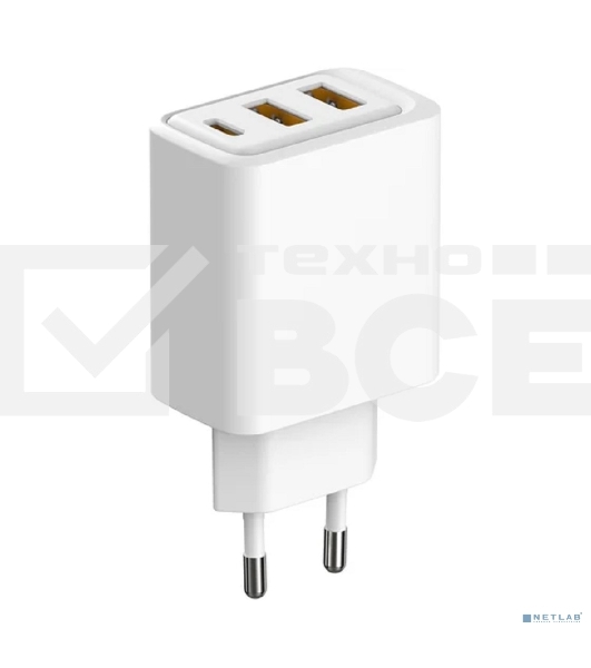 Сетевое зарядное устройство Rexant с двумя портами USB-A и одним портом USB-C, 10 Вт