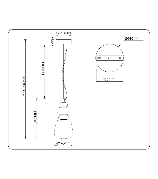Светильник Ambrella light LH53162 SB/WH бронза/белый 12W 3000K D170*1510