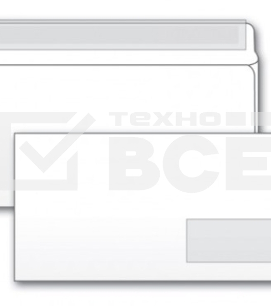 Конверт 125638 E65 110x220мм с правым окном белый силиконовая лента 80г/м2 (pack:1000pcs)