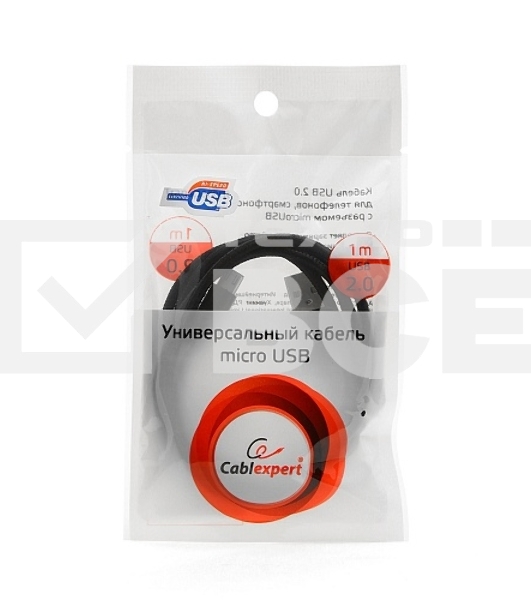 Кабель Gembird USB 2.0 Cablexpert CC-mUSB2bk1m, AM/microBM 5P, 1м, нейлоновая оплетка, алюминиевые разъемы, черный, пакет