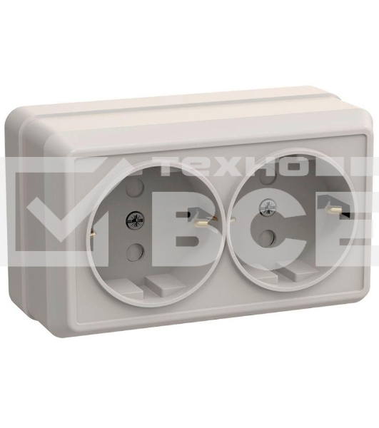 Розетка 2-м ОП Октава 16А РСш22-3-ОКм защ. шторки с заземл. IP20 крем. ИЭК ERO24-K33-16-DC