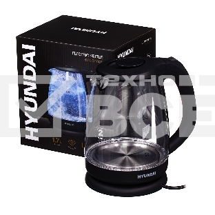 Чайник электрический Hyundai HYK-G1001 1.7л. 2200Вт черный (корпус: стекло)