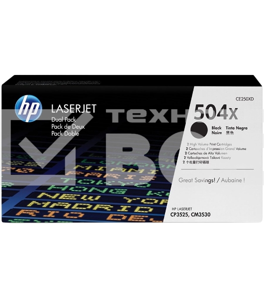 Картридж лазерный HP CE250XD черный двойная упаковка для CLJ CP3525, CM3530 2 х 10 500 стр.