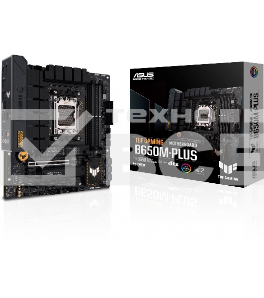 Материнская плата ASUS TUF GAMING B650M-PLUS, AM5, AMD B650, 4xDDR5, 4xSATA, 2xM.2, 1xPCIe 4.0 x16, 1xPCIe 4.0 x4, 1xDP, 1xHDMI, 1x 2.5Gb LAN, 4xUSB-A 3.2 Gen 2, 1xUSB-A 3.2 Gen 1, 1xUSB-C 3.2 Gen 2x2, 5x3.5 мм, 7.1, mATX