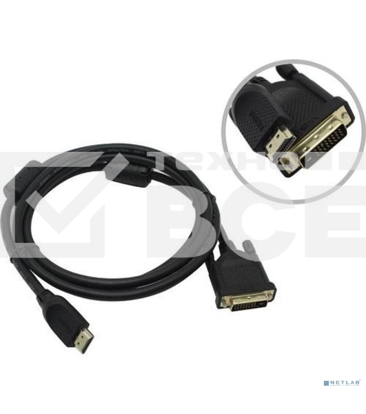 Кабель HDMI AM/DVI(24+1)M, 1.8м, CU, 1080P@60Hz, 2F, VCOM <CG484GD-1.8M>