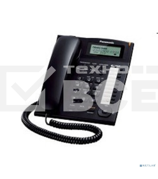 Телефон проводной Panasonic KX-TS2388RUB черный индикатор вызова,повторный набор последнего номера,4 уровня громкости звонка