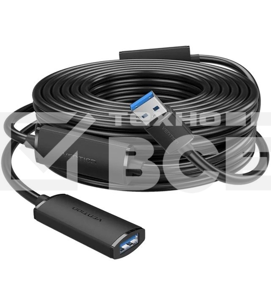 Активный кабель-удлинитель Vention USB 3.0 AM/AF с усилителем - 10м Черный