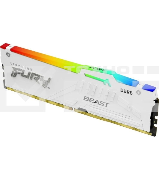 Оперативная память Kingston Fury Beast, DDR5, 16GB (1x16GB), 5200MHz, CL40, с радиатором, RGB, белый