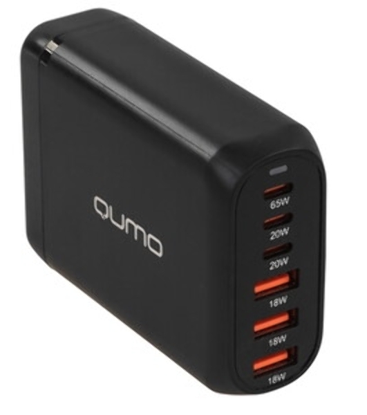 Сетевое зарядное устройство Qumo Energy Charger GaN PD 120 Вт, 3 USB-A + 3 USB Type-C,(0120), черный