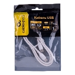 Кабель USB2.0 Cablexpert CCB-USB2-CMCMO1-1MW, TypeC/TypeC, Classic 0.1, 3A, 60Вт, PD/QC3.0, медь, 1м, белый, коробка, фото4