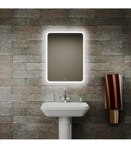 Зеркало Bau Stil 60х80, сенсорная LED подсветка, пластиковый защитный корпус