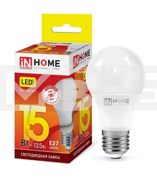 Лампа светодиодная LED-A60-VC 15Вт 230В E27 3000К 1350лм IN HOME 4690612020266