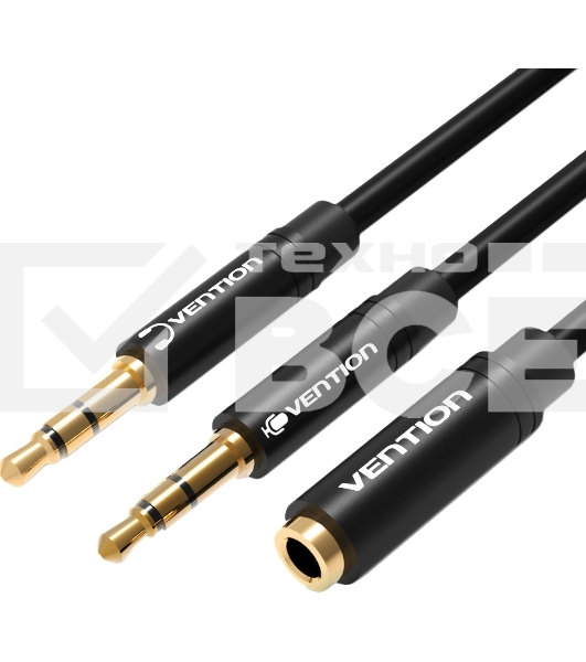 Переходник-разветвитель Vention гибкий Jack 3.5 mm F 4 pin/Jack 3.5 mm M x 2 - 1м BBDBF