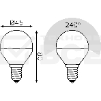 Лампа светодиодная Gauss Basic 10531252T 5.5Вт цок.:E14 шар 220B 4100K св.свеч.бел.нейт. (упак.:3шт), фото2
