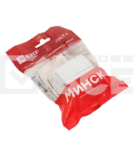 Выключатель 2-клавишный ОП 10А белый Минск EKF Basic