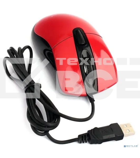 Мышь проводная Gembird MOP-415-R красный, 2400 dpi, USB, кнопки - 4
