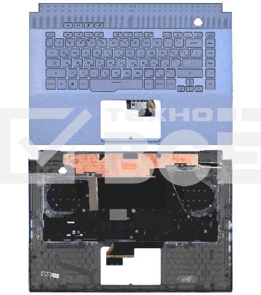Клавиатура для ноутбука Asus ROG GU502 серебристая c подсветкой маленький энтер