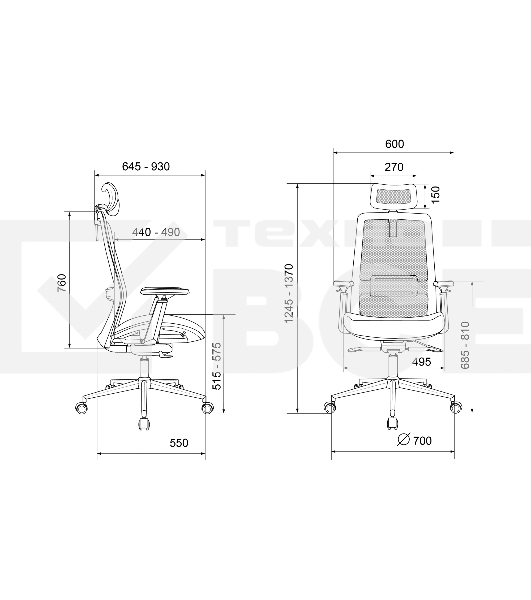 Кресло руководителя Бюрократ MC-912-H черный, сетка с подголов. крестов. металл хром