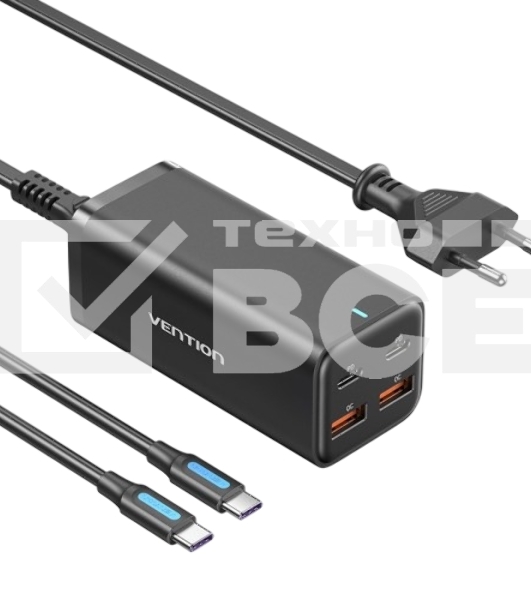 Сетевое зарядное устройство Vention на 4 порта GaN 100W USB (C+C+A+A) черный, шт.