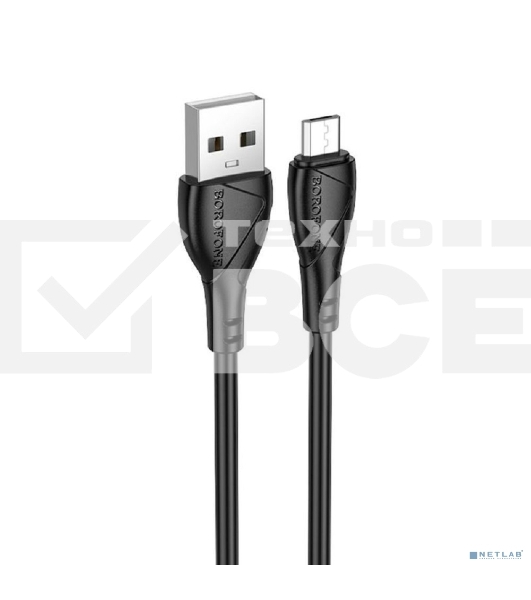 Дата-кабель BOROFONE BX121/USB кабель Micro/1m/2.4A/черный