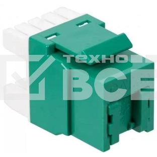 Модуль Keystone, RJ45, кат.5E, UTP, 180 градусов, со встроенной шторкой, зеленый