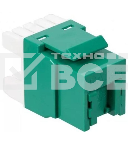 Модуль Keystone, RJ45, кат.5E, UTP, 180 градусов, со встроенной шторкой, зеленый