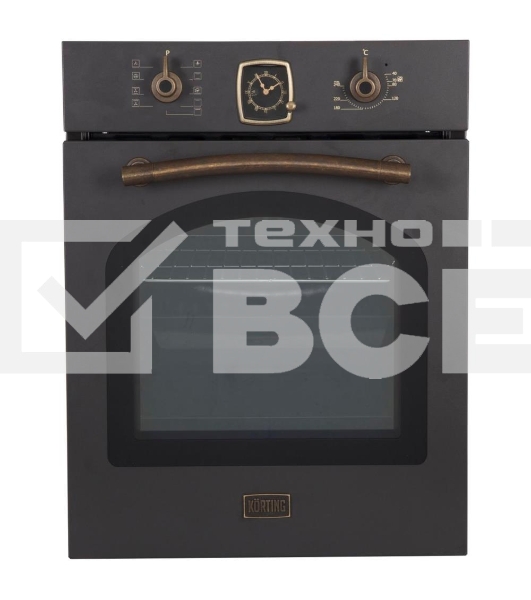 Встраиваемая электрическая духовка Korting OKB 4941 CRN / 59.6 х 45 x 55 см, Духовой шкаф в ретро-дизайне, ширина 45 см, аналоговые часы в классическом стиле Frank Muller, таймера с функцией отключения, 9 режимов нагрева, объем духовки 45 л, телескопическ