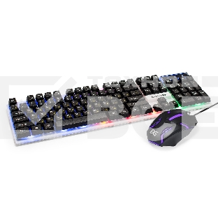 Комплект ExeGate Professional Standard Combo MK140 с подсветкой (клавиатура влагозащищенная 104кл. +  мышь оптическая 1000dpi, 3 кнопки и колесо прокрутки, длина кабелей 1,5м; USB, серый, Color Box)