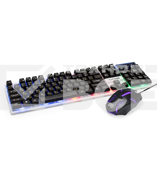 Комплект ExeGate Professional Standard Combo MK140 с подсветкой (клавиатура влагозащищенная 104кл. +  мышь оптическая 1000dpi, 3 кнопки и колесо прокрутки, длина кабелей 1,5м; USB, серый, Color Box)
