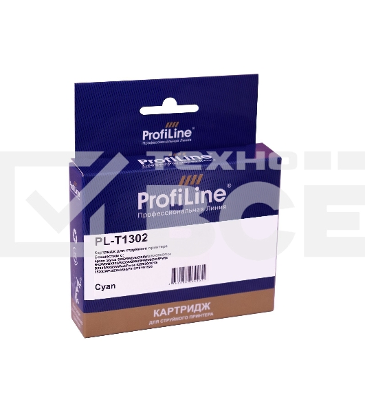 Струйный картридж PL-T1302 для принтеров Epson Stylus SX525WD/SX535WD/SX620/Office B42WD/BX525/BX535/BX625FWD/BX635FWD/BX925/BX935/WorkForce 525/630/3010/3520DWF/3530/3540/7015/7515/7525 с чернилами Cyan 10,1 мл ProfiLine