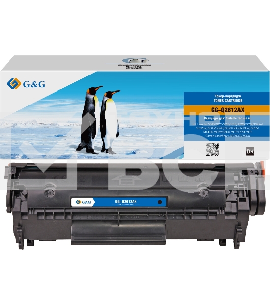Картридж лазерный G&G GG-Q2612AX черный (2500стр.) для HP LJ 1010/1012/1015/1018/1020/1022/1022n/1022nw/3015/3020