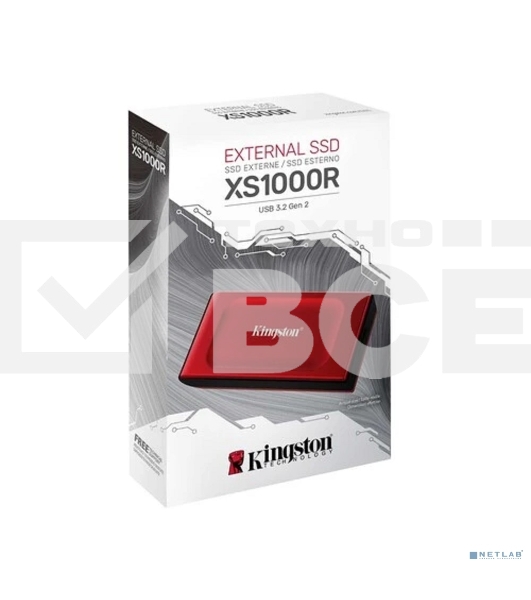Твердотельный накопитель Kingston External SSD XS1000, 1000GB, Type-C/A, USB 3.2 Gen 2, R/W 1050/1000MB/s, 70x33x14mm, 29g., Red (5 лет)
