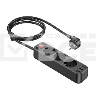 Сетевой фильтр Hoco NS2, 3 EU розетки, 4000W, с портами 3xUSB, 2.4A, 1.8м черный