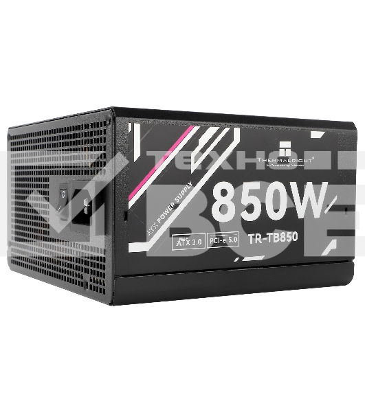 Блок питания Thermalright, 850W 80+ Bronze (ATX, 3.0, PCIe 5.0, Full modular, 1x24(20+4)pin, 2xCPU 8(4+4)pin, 4xPCIe*2 8(6+2)pin, 3xSATA3, 1x12+4pin (12VHPWR PCIe 5.0 12+4pin 600mm), 3xMOLEX4pin, Active, 120x120mm, 150x140x86mm, APFC, black)